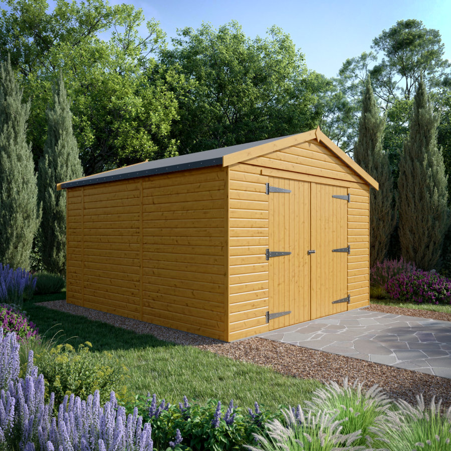 14x12 Wooden Garage - Double Doors - Windowless