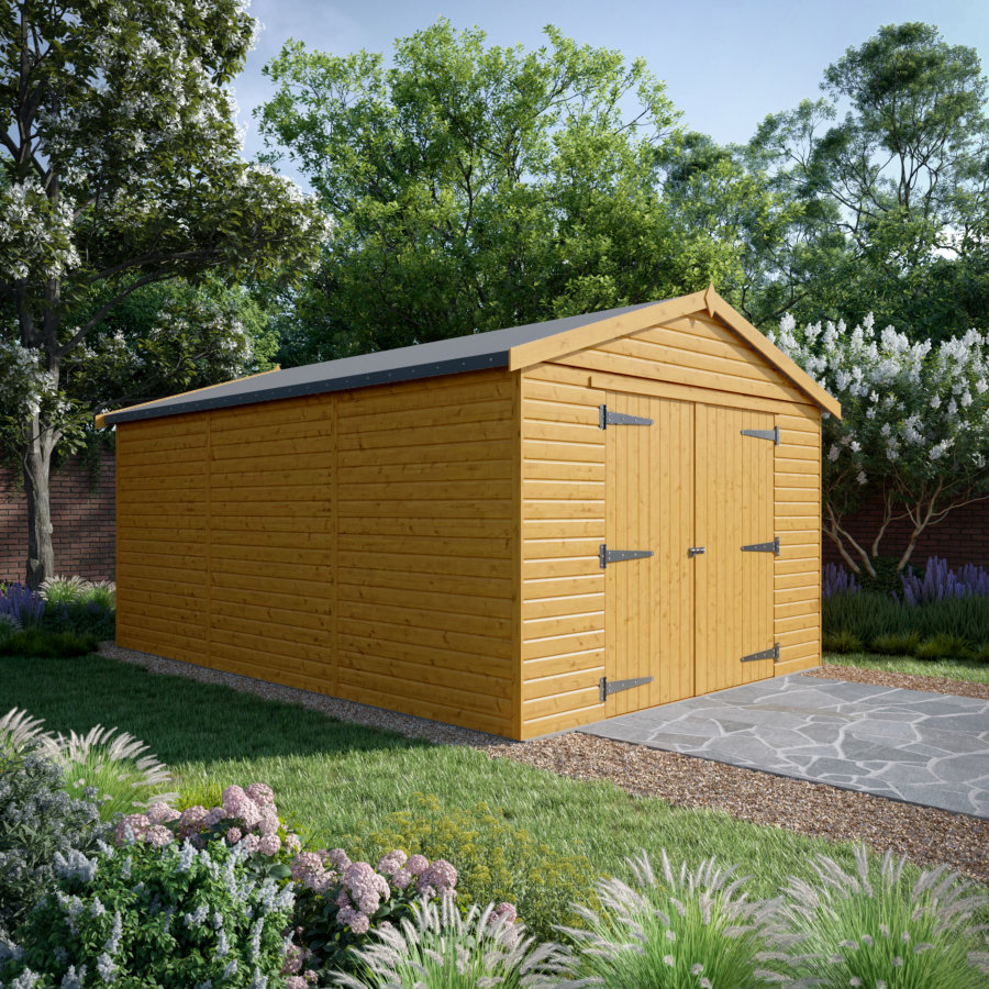 18x12 Wooden Garage - Double Doors - Windowless