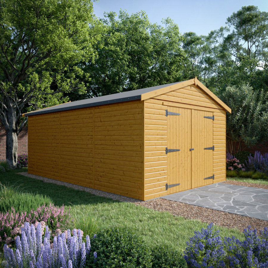 20x12 Wooden Garage - Double Doors - Windowless