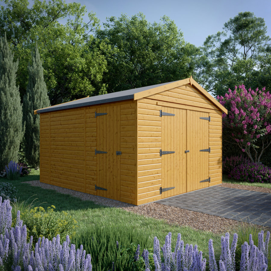 14x12 Wooden Garage - Double Doors Plus Single Door - Windowless