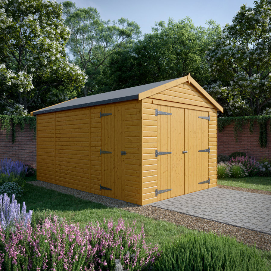 16x10 Wooden Garage - Double Doors Plus Single Door - Windowless