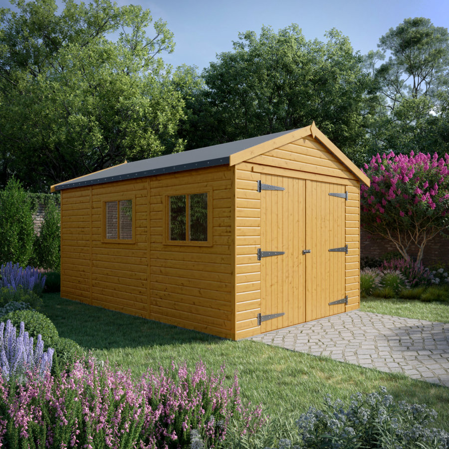16x10 Wooden Garage - Double Doors - Windowed