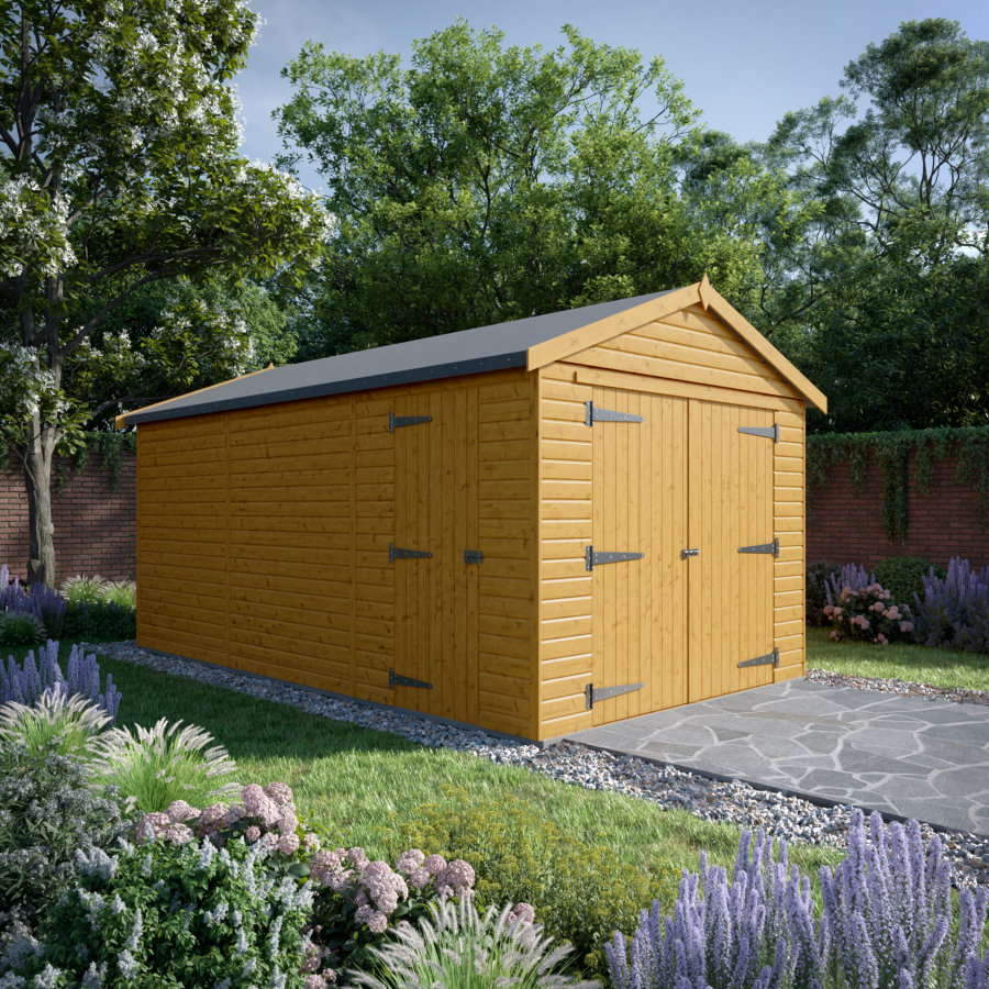 18x10 Wooden Garage - Double Doors Plus Single Door - Windowless