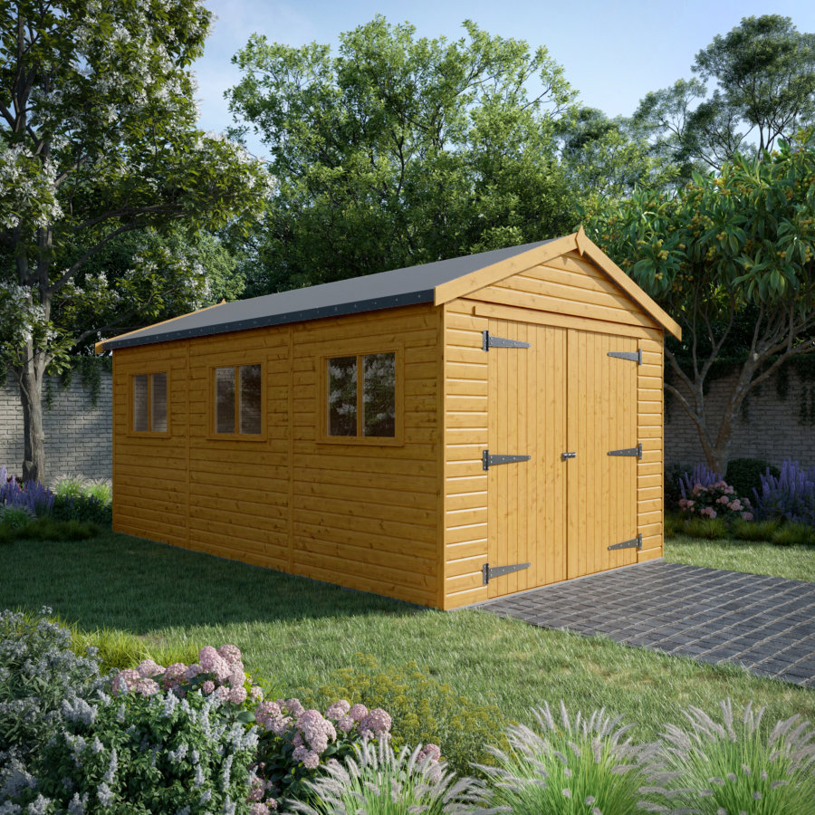 18x10 Wooden Garage - Double Doors - Windowed