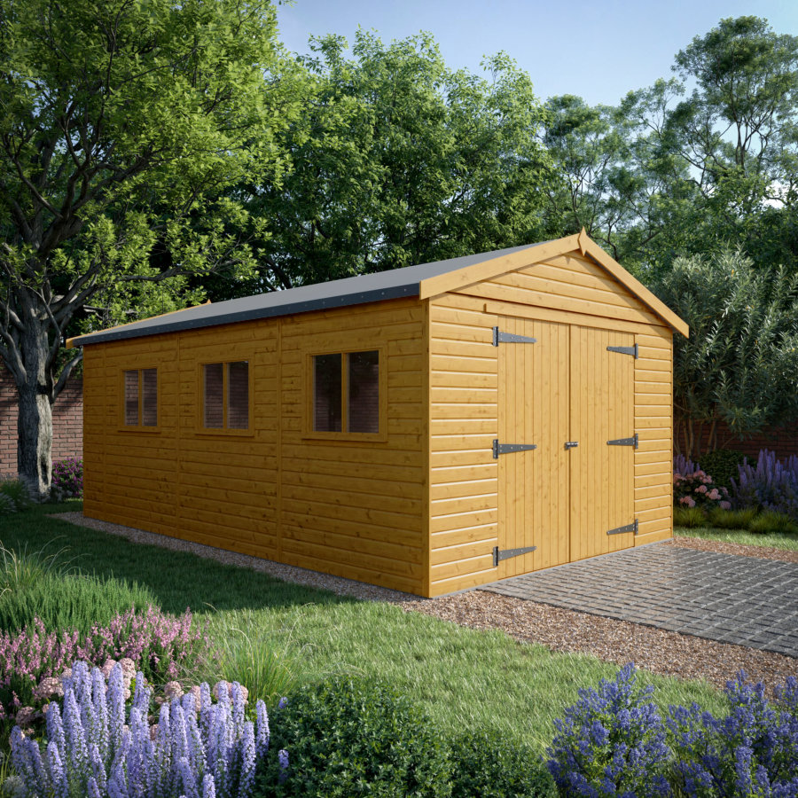 20x12 Wooden Garage - Double Doors - Windowed