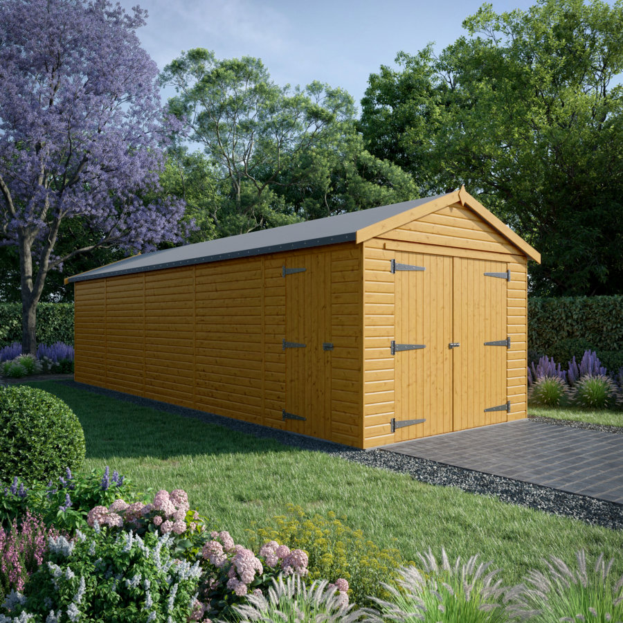 30x10 Wooden Garage - Double Doors Plus Single Door - Windowless