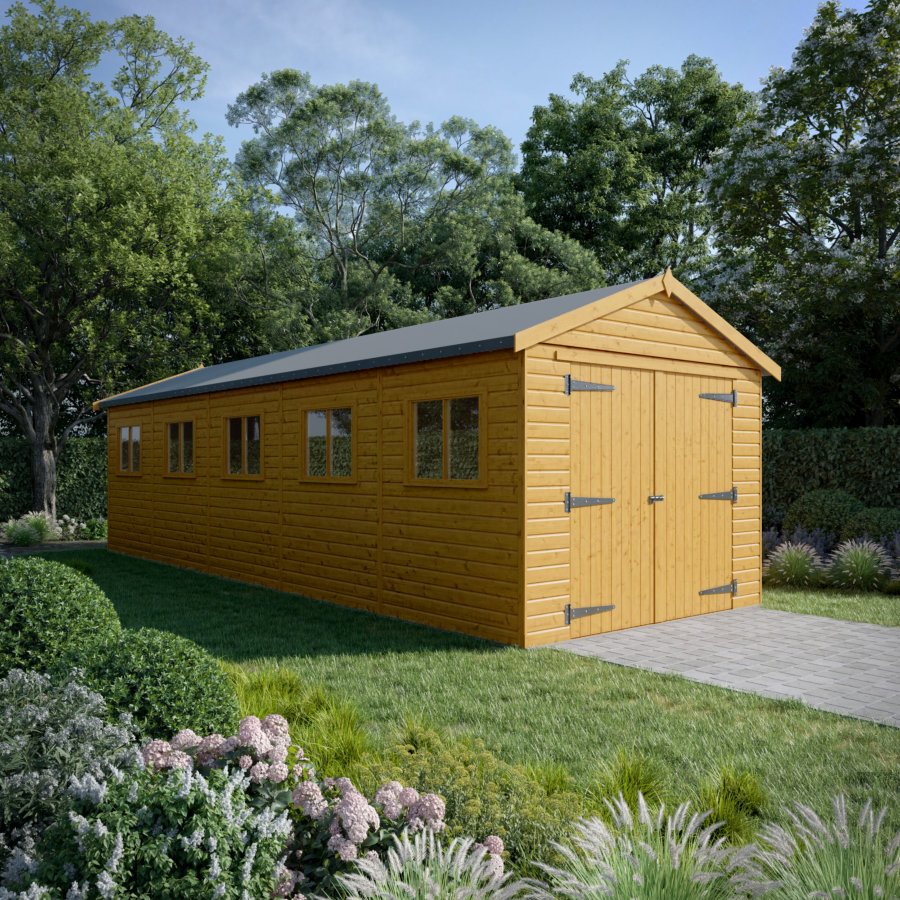 30x10 Wooden Garage - Double Doors - Windowed