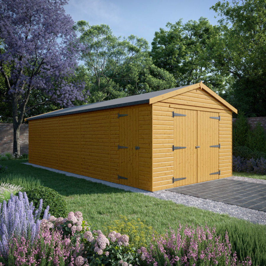 30x12 Wooden Garage - Double Doors Plus Single Door - Windowless