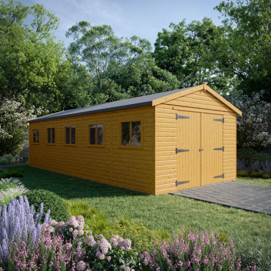 30x12 Wooden Garage - Double Doors - Windowed