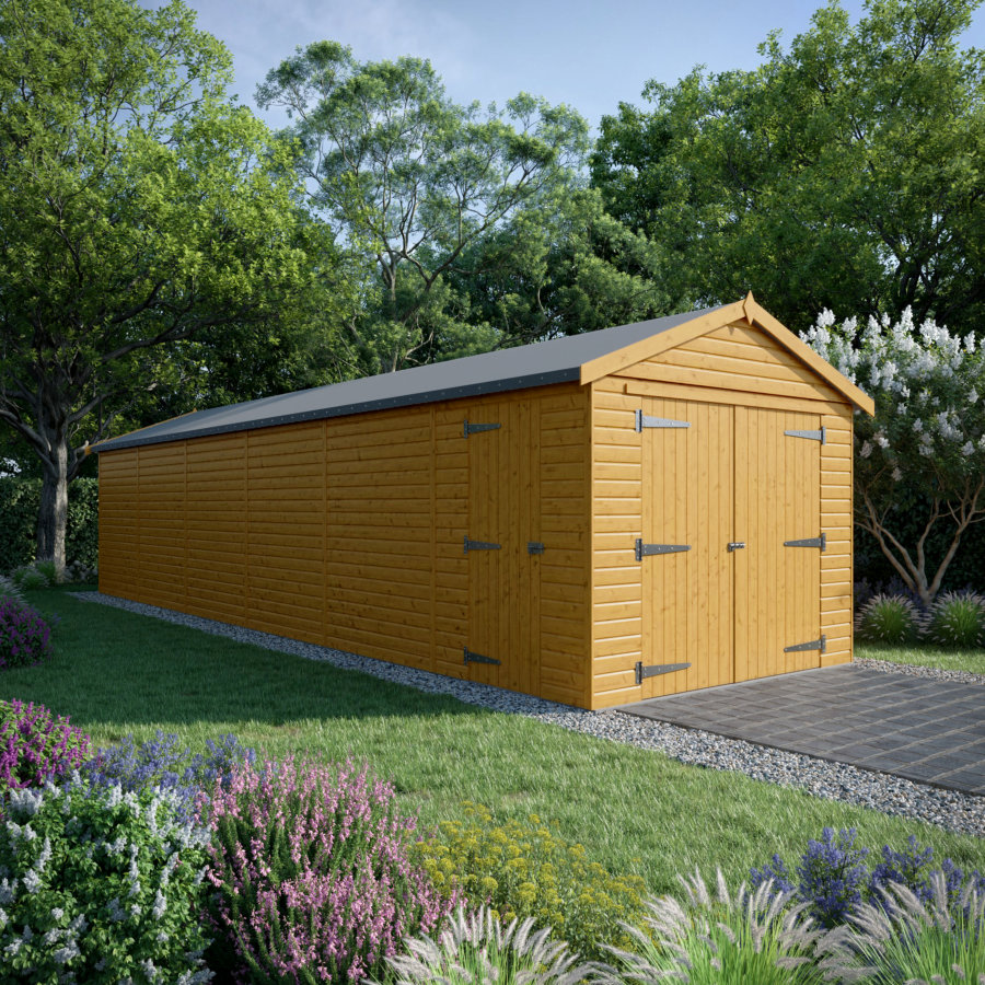 36x10 Wooden Garage - Double Doors Plus Single Door - Windowless