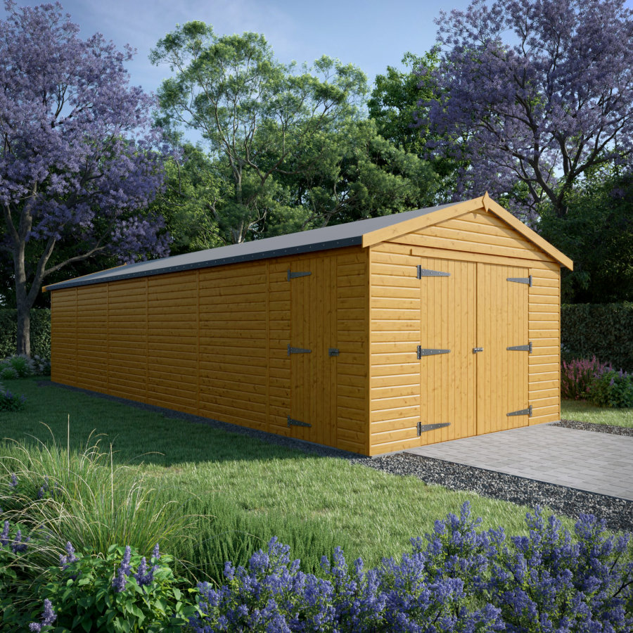 36x12 Wooden Garage - Double Doors Plus Single Door - Windowless