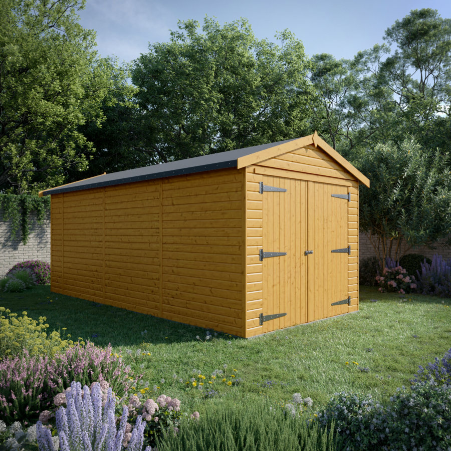 20x9 Wooden Garage - Double Doors - Windowless